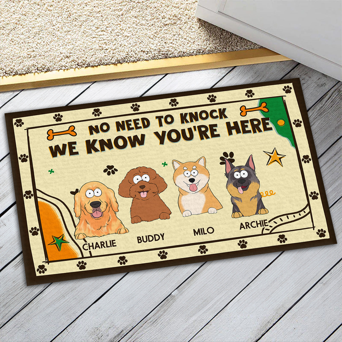 We Know You Are Here Human - Personalized Custom Doormat with Your Beloved Pet's Picture