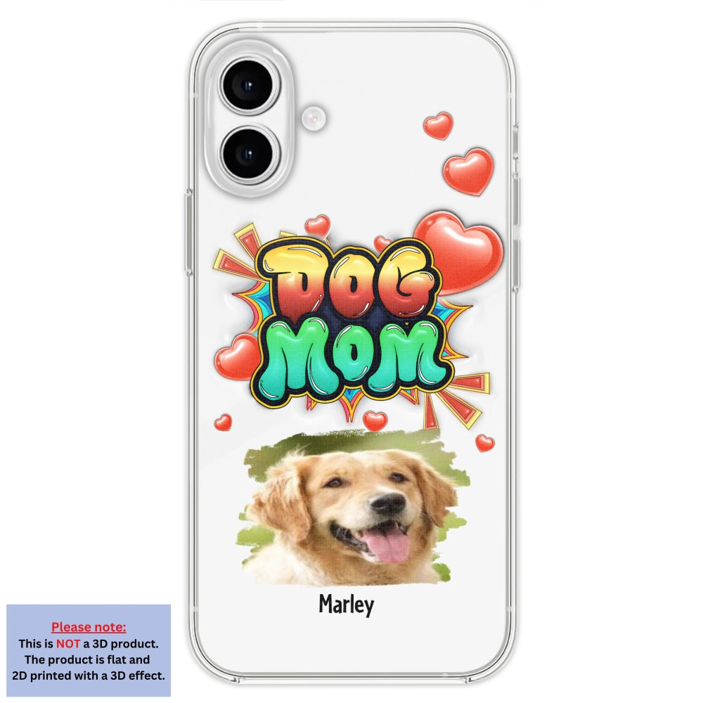 Dog Mom Gradient Photo - Personalized Custom 3D Inflated Effect Luxury Phone Case for Smartphones