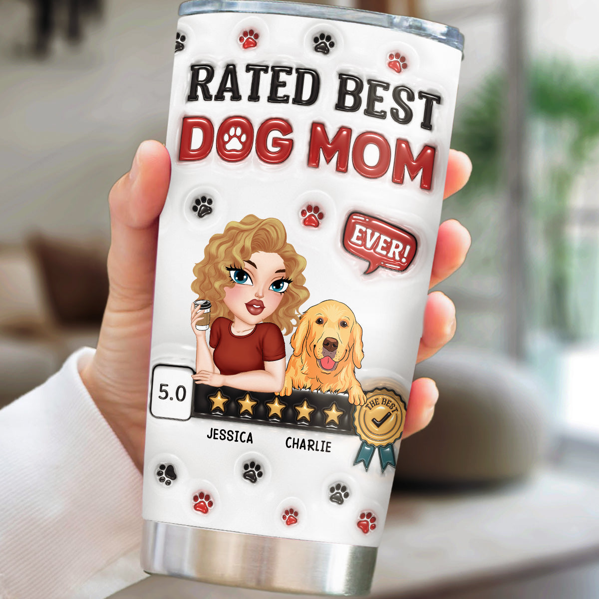 Top-Rated Personalized Custom 3D Inflated Effect Tumbler - Perfect for Dog Moms