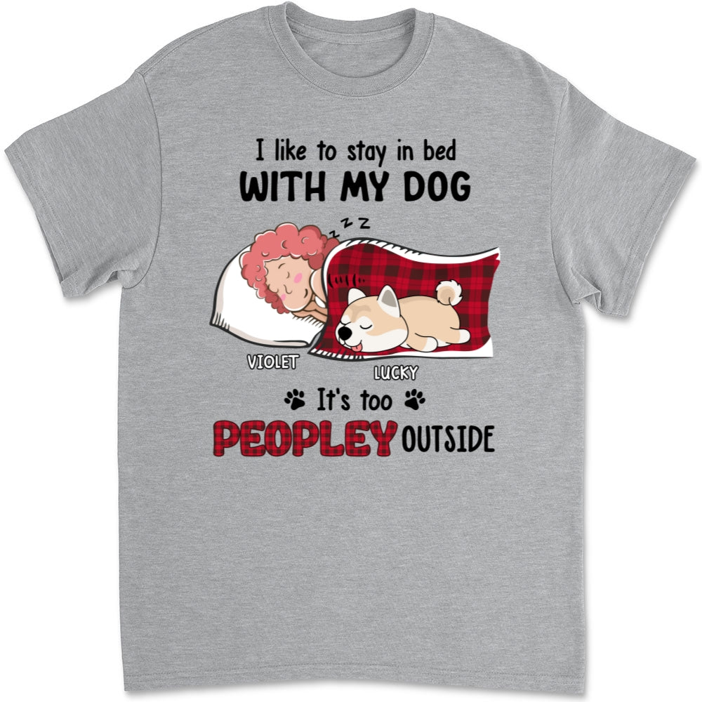 Like To Stay In Bed - Personalized Custom Unisex 5.3 oz T-shirt for Pet Lovers