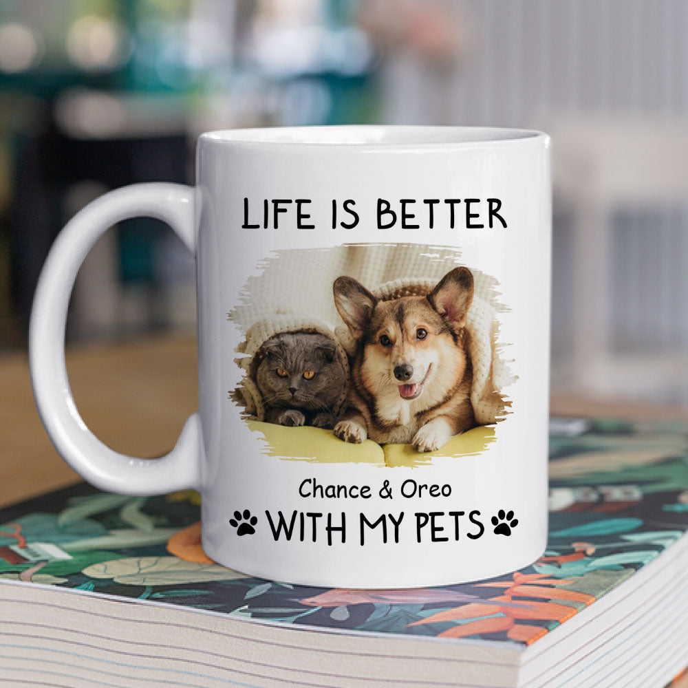 Exquisite Personalized Custom Coffee Mug: Better With Pets Photo