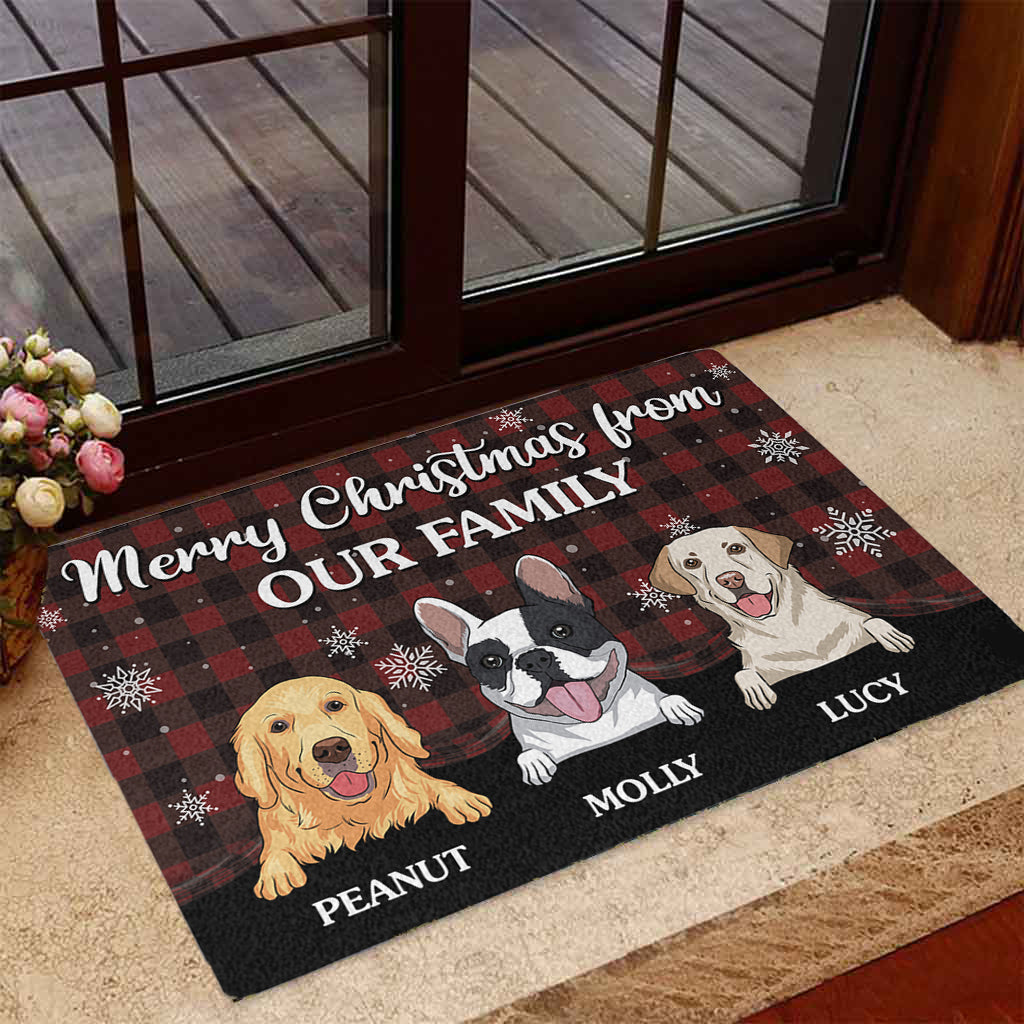 Merry Christmas - Customizable Personalized Dog Picture Doormat in 24' x 16' and 30' x 18'