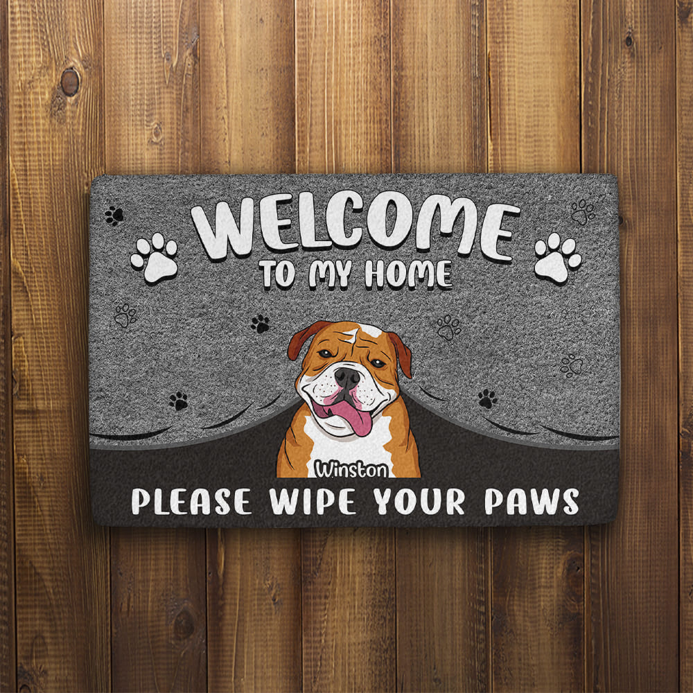 Customizable Personalized 'Please Wipe Your Paws' Doormat for Pet Lovers