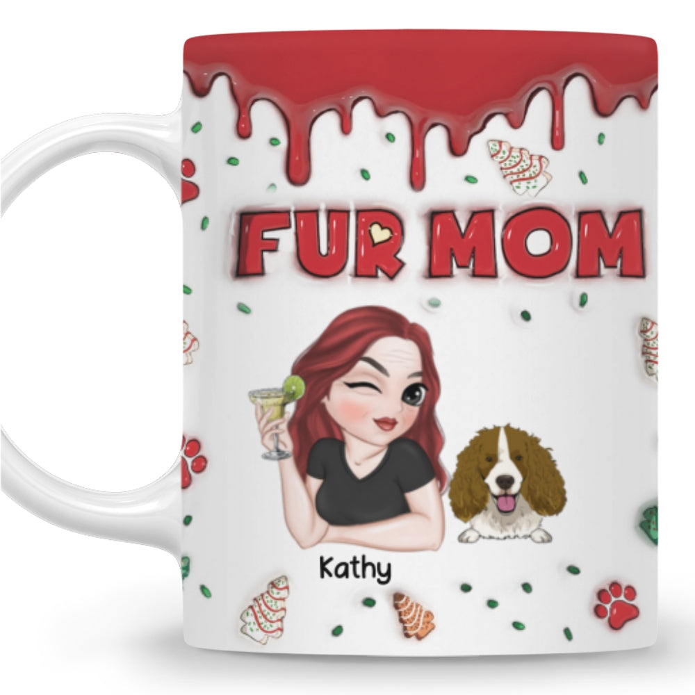 Fur Mom Personalized Custom 3D Inflated Effect Christmas Cake Design 11oz/15oz Ceramic Mug