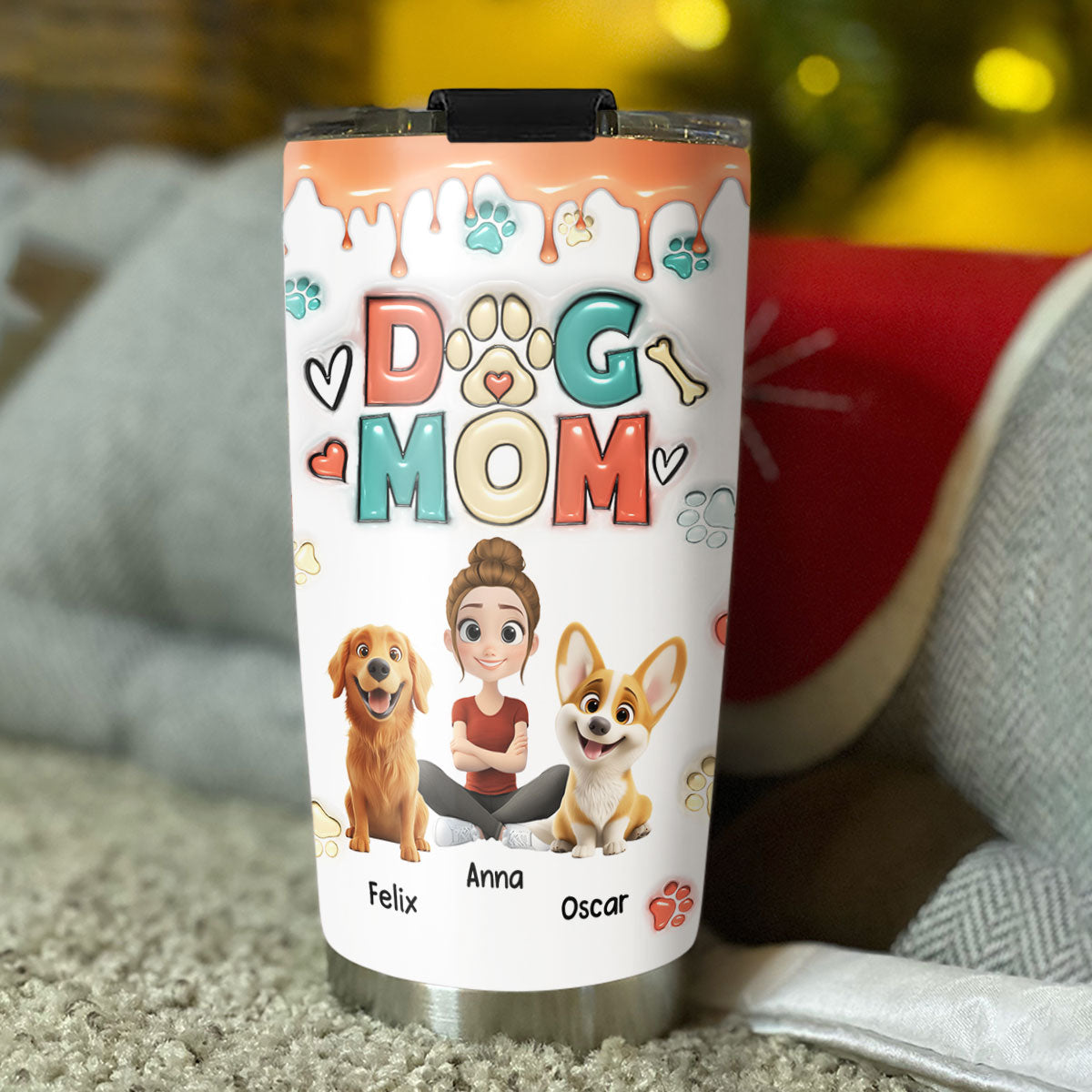 Adorable Custom 3D Inflated Effect Tumbler for Dog Moms - Personalized Design