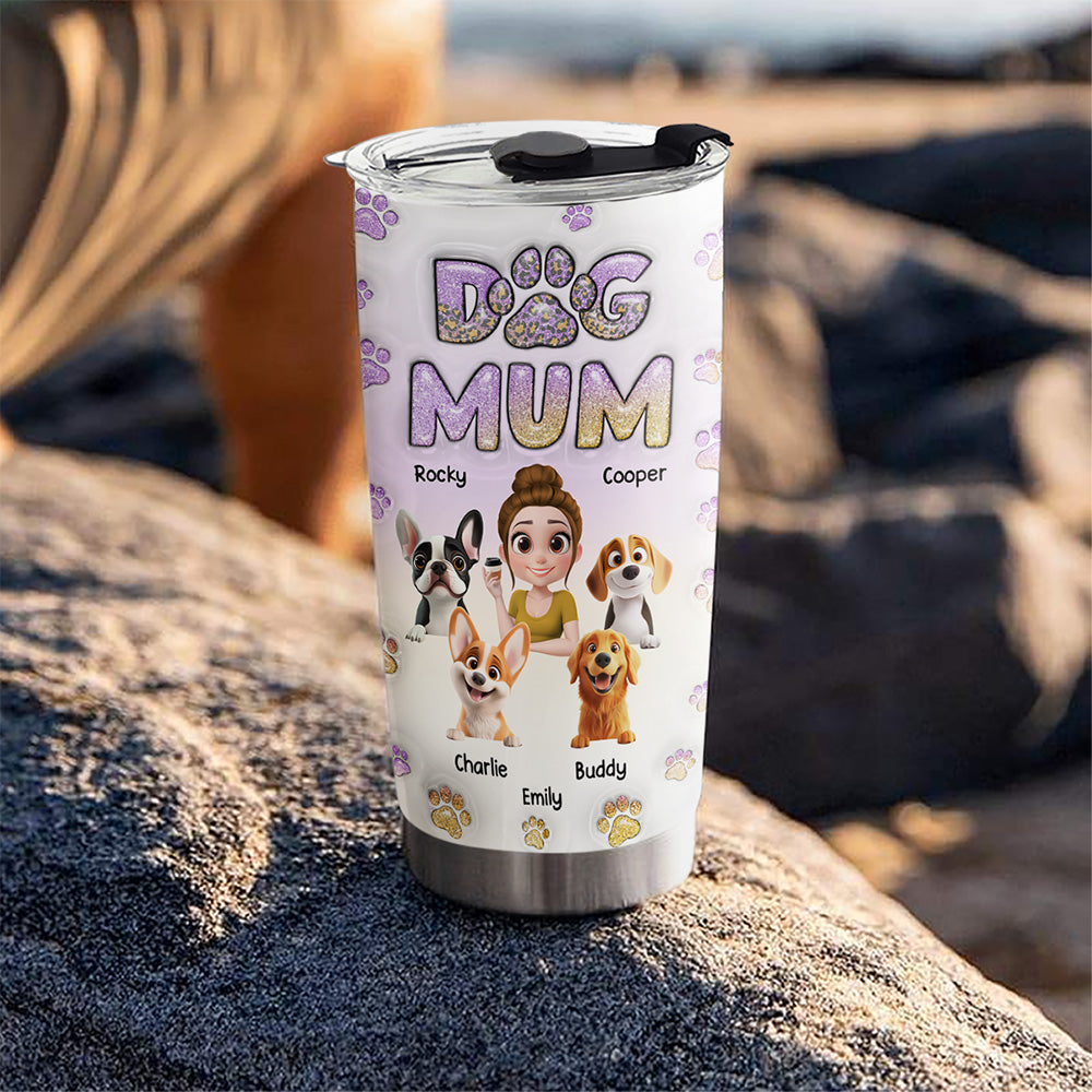 Unique Personalized Custom 3D Inflated Effect Tumbler - The Perfect Dog Mom Keepsake