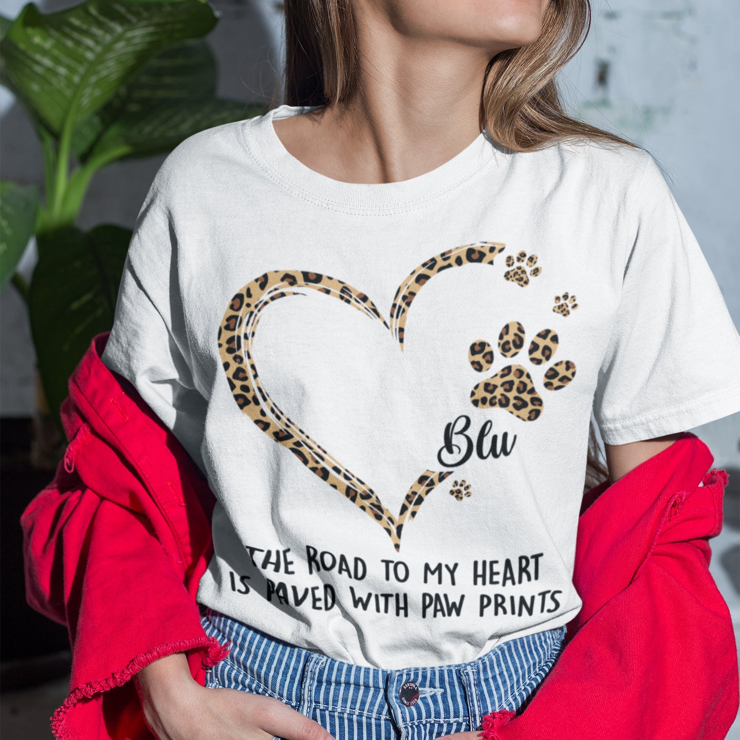 Road To Heart Pattern - Personalized Custom Unisex 5.3 oz T-shirt for Pet Lovers