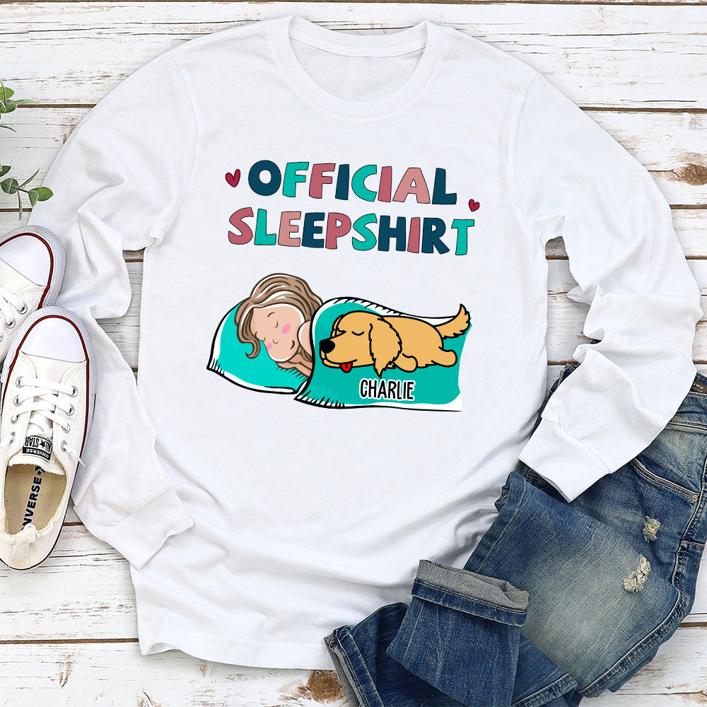 Personalized Custom Long Sleeve Sleeping Dog Sleepshirt - Ideal Gift for Pet Lovers