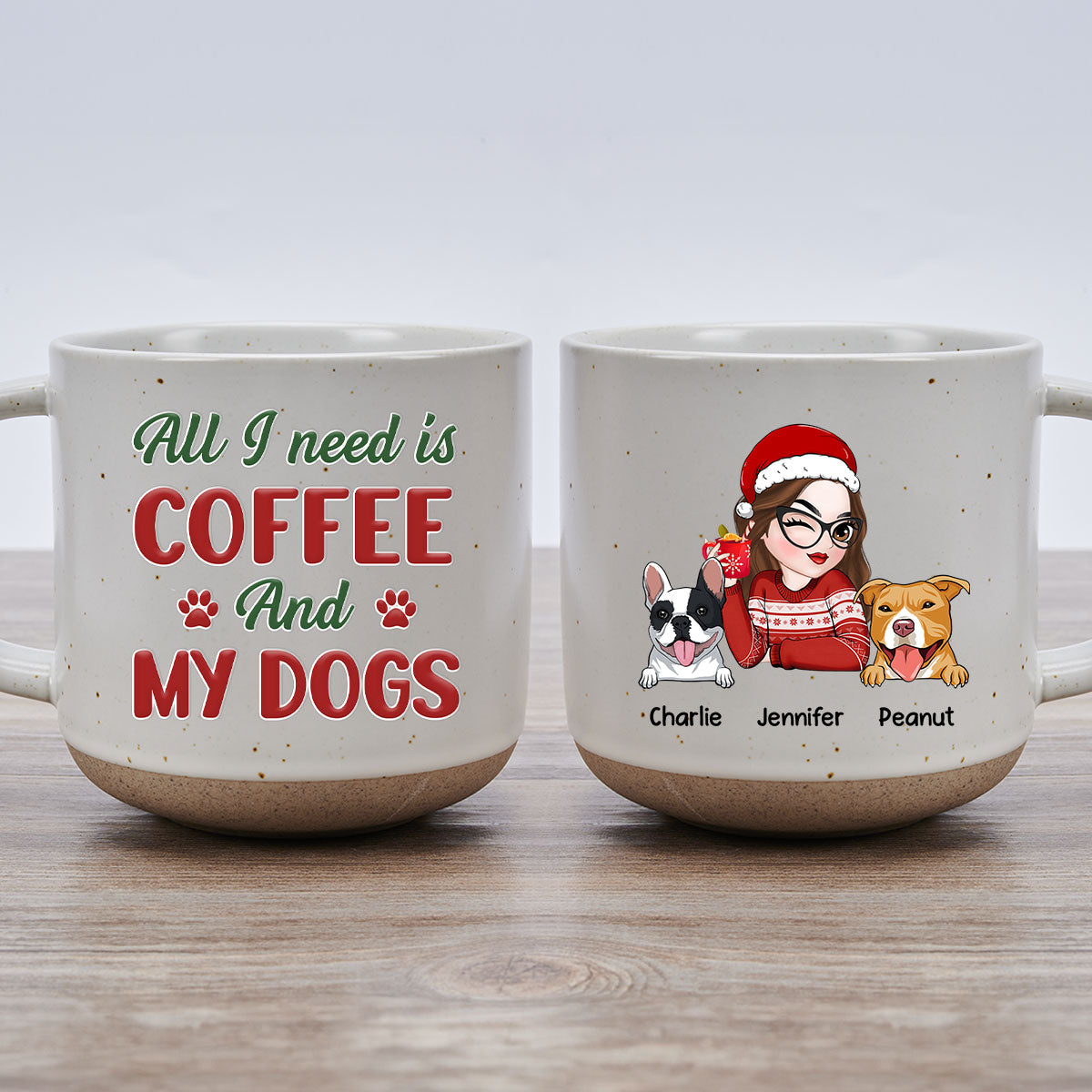 All I Need Is My Dog - 11oz Personalized Custom Ceramic Pottery Mug in Dark Blue or White