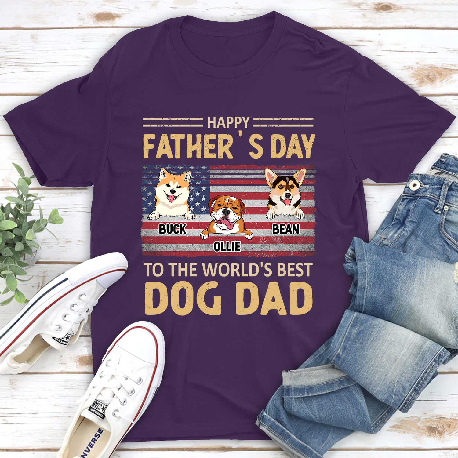 To The World's Best Dog Dad - Personalized Custom Unisex 5.3 oz T-shirt