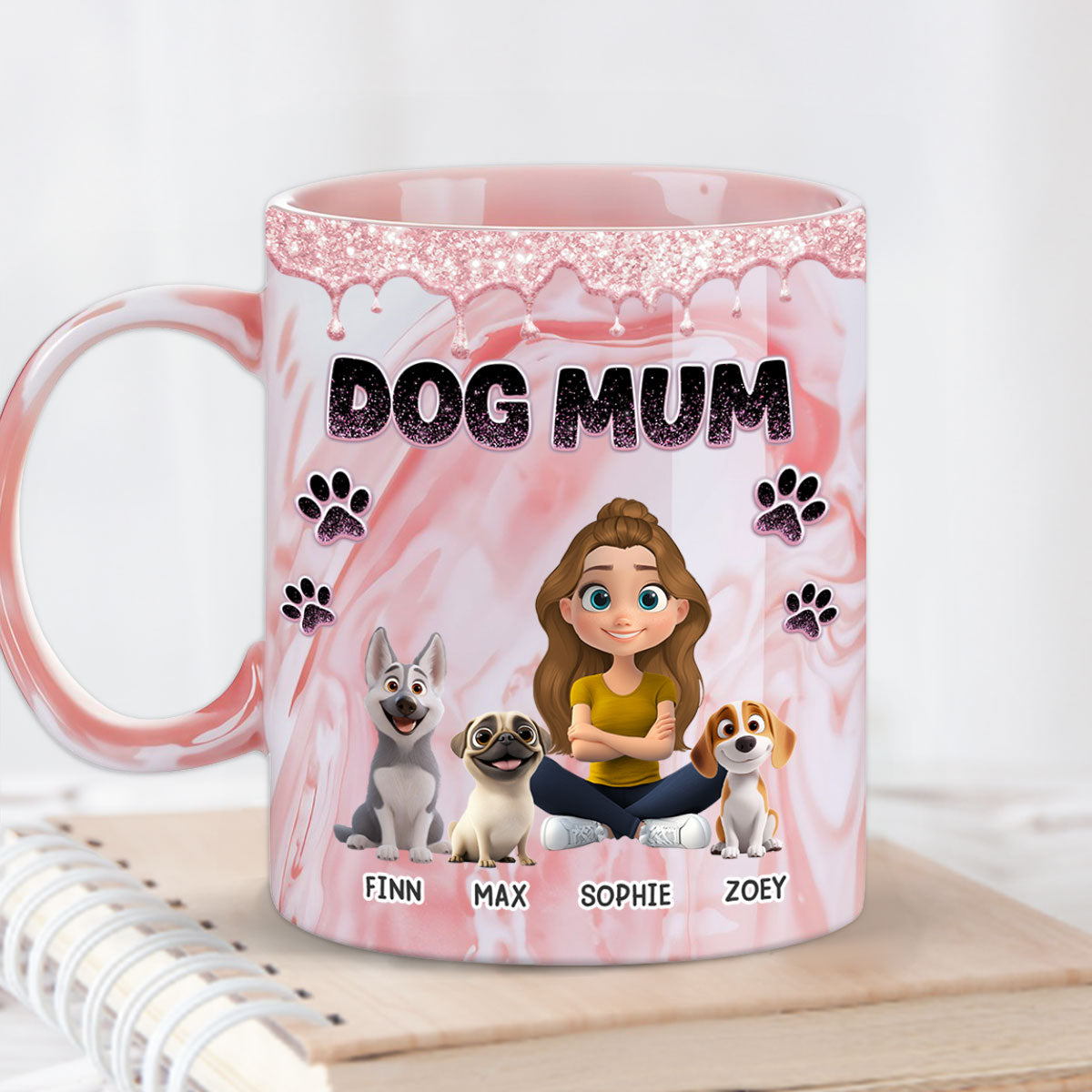 Baby Dog Mom - Exquisite Personalized Custom Pink Marble 11oz Mug
