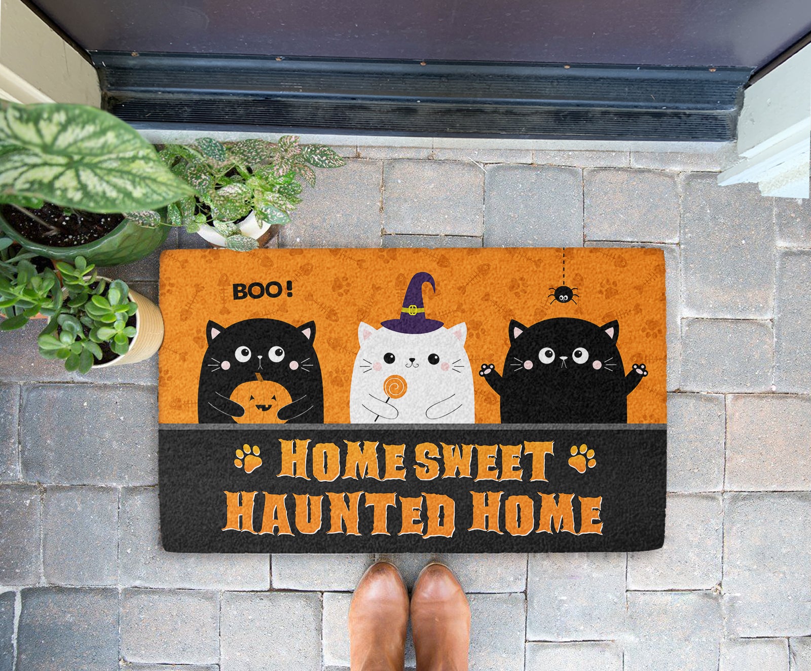 Cat Halloween Personalized Doormat with Dog's Picture - Ideal Gift for Pet Lovers