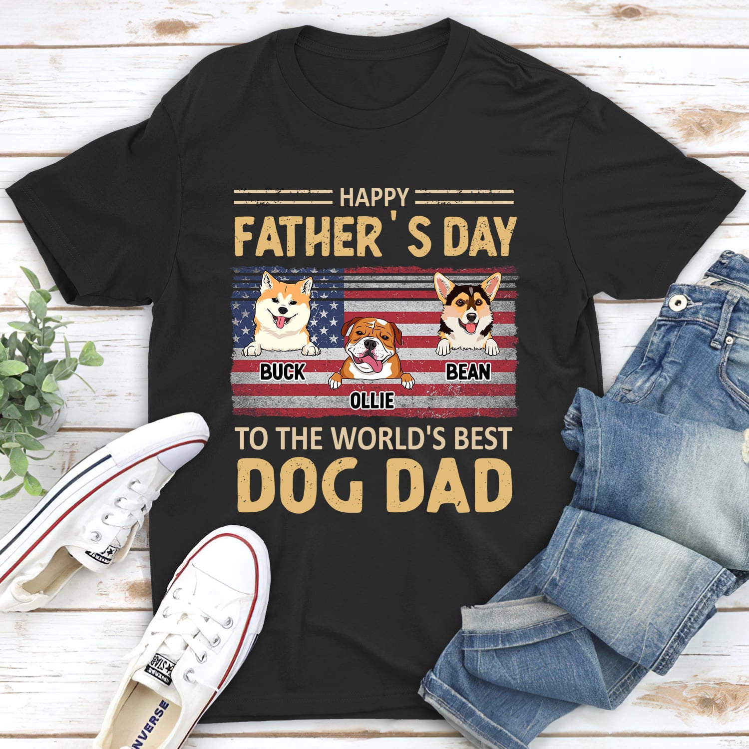 To The World's Best Dog Dad - Personalized Custom Unisex 5.3 oz T-shirt
