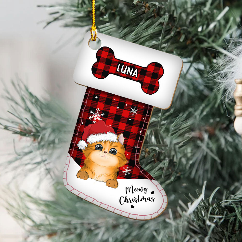 Personalized Custom 1-layered Wood Pet Christmas Stocking Ornament