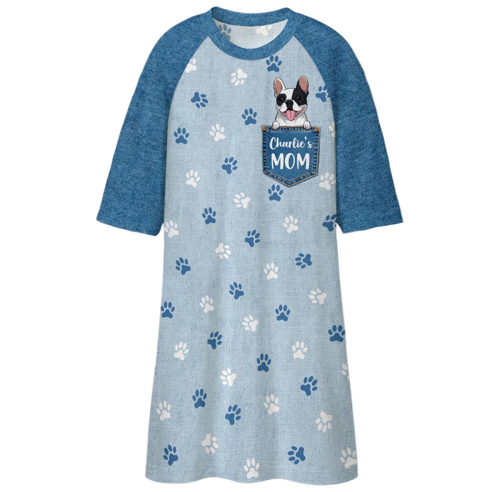 Personalized Custom 3/4 Sleeve Pocket Dog Mom Dress - Soft & Stylish for Any Occasion