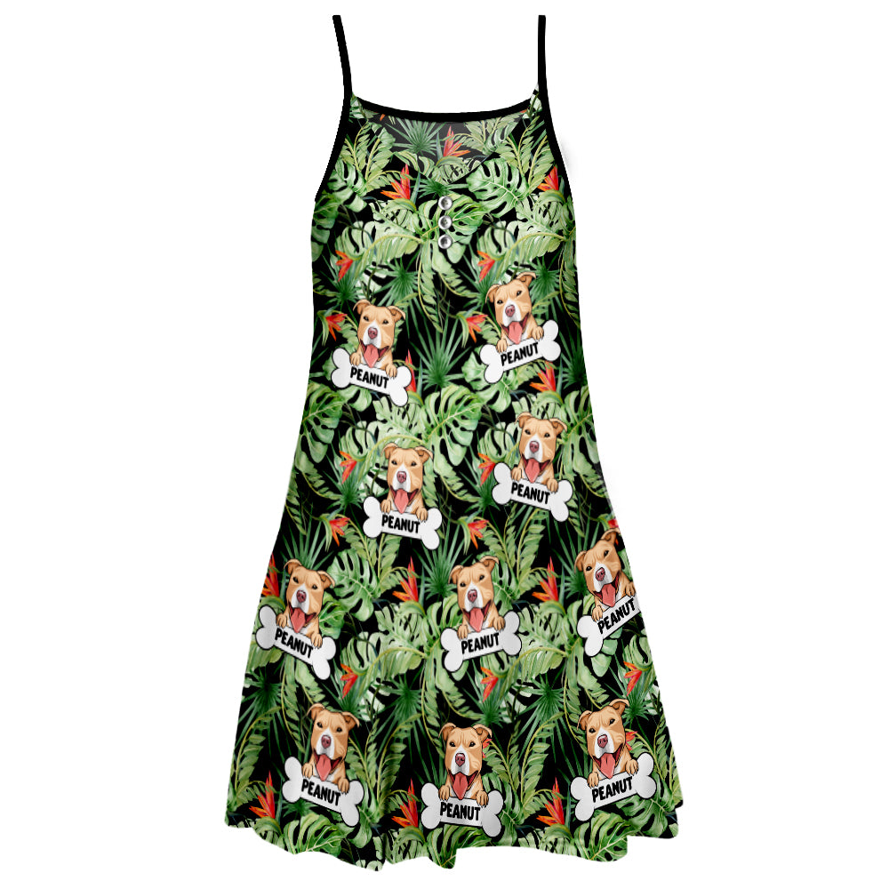 Personalized Custom Dog Tropical Leaf Strap Dress - Ideal for Pet Lovers and Fashion Enthusiasts