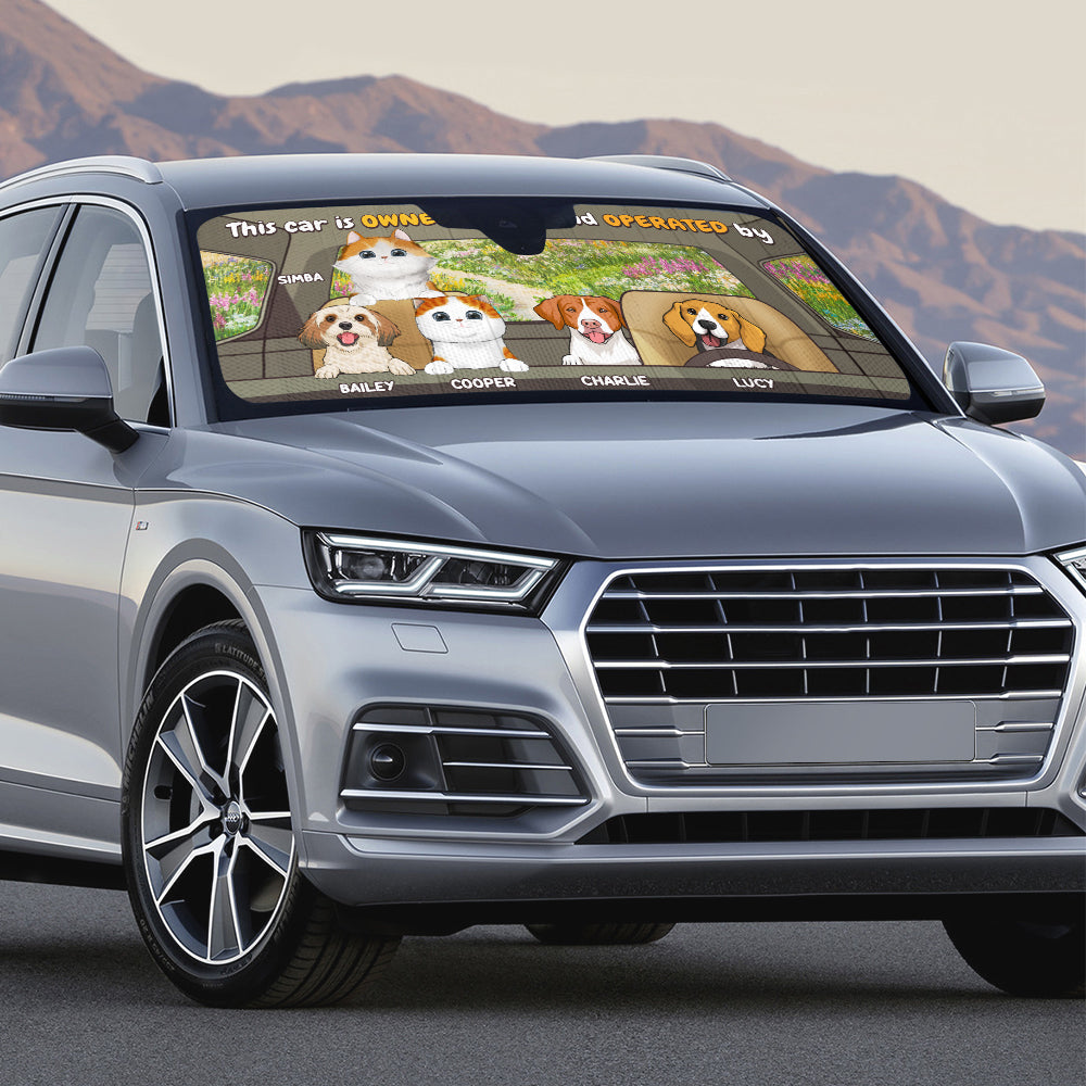Personalized Owned And Operated Car Sunshade - Ideal Gift for Pet Lovers