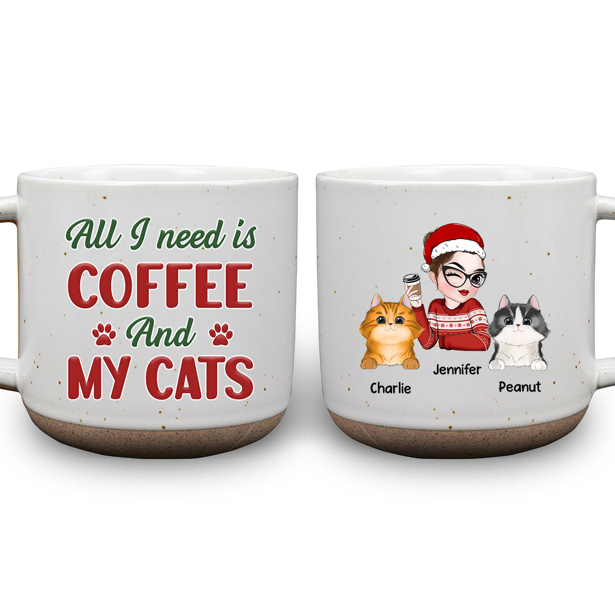 All I Need Is My Dog Version Cat - 11oz Personalized Custom Ceramic Mug in Dark Blue and White