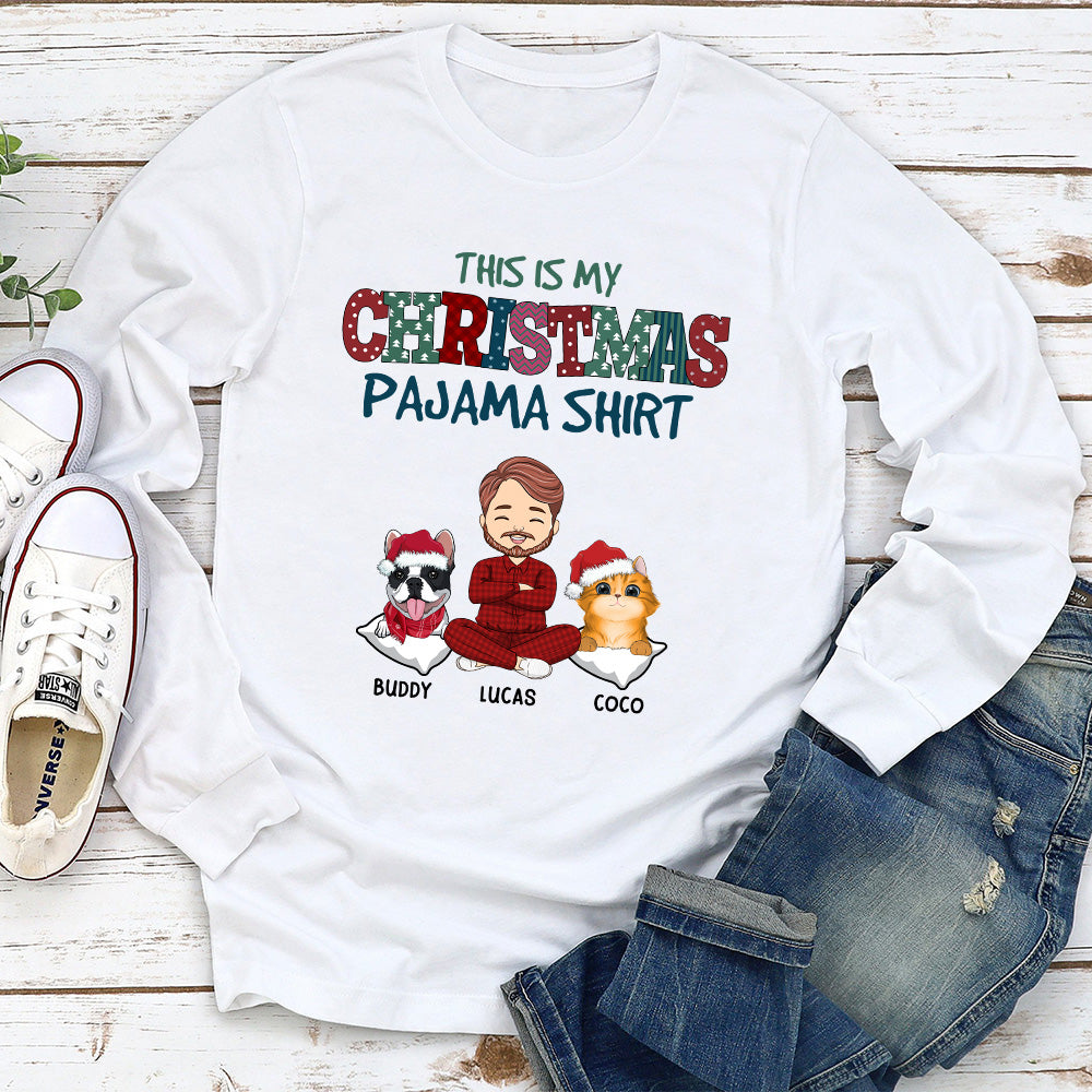Personalized Custom Long Sleeve Pets Christmas Pawjama T-shirt for Pet Lovers