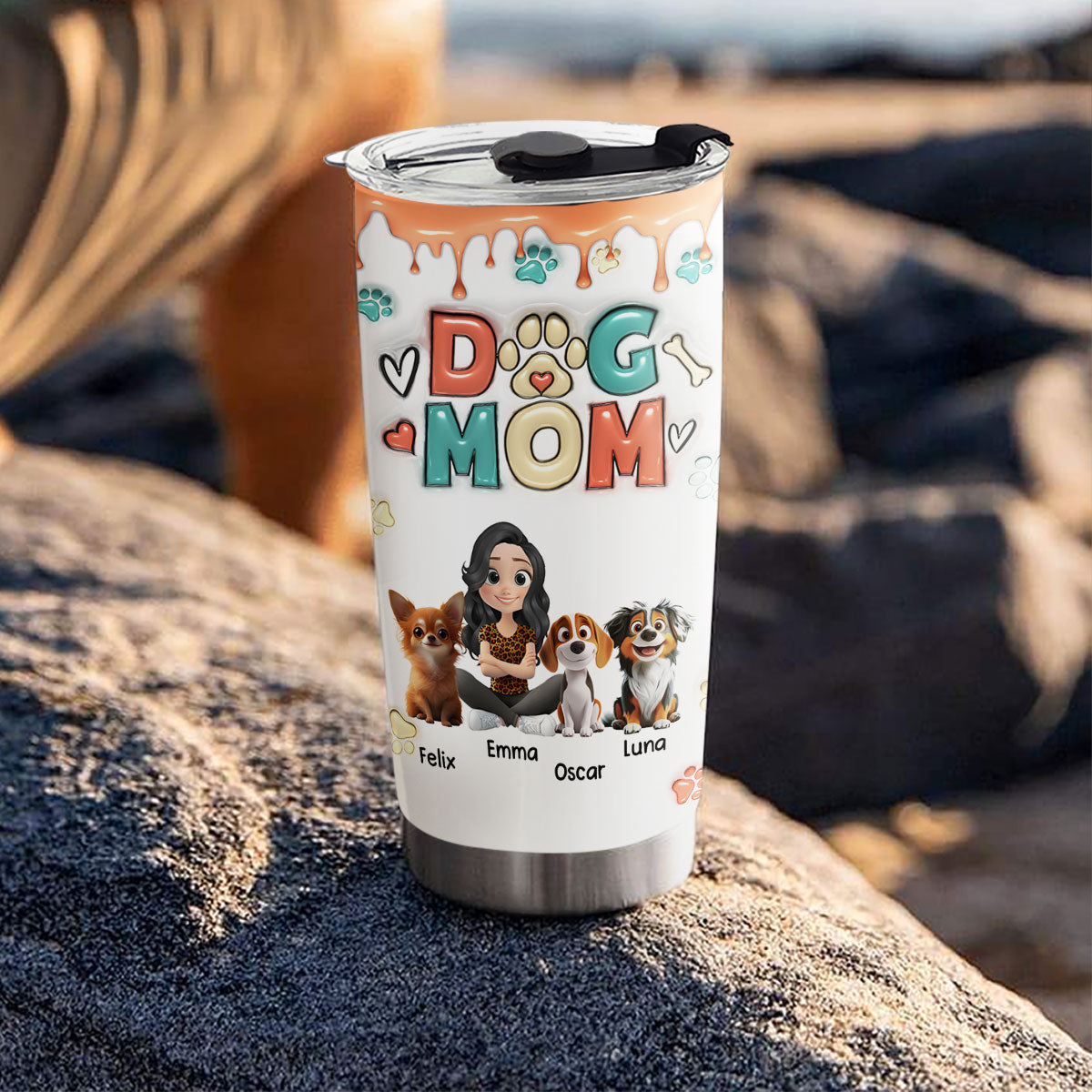 Adorable Custom 3D Inflated Effect Tumbler for Dog Moms - Personalized Design