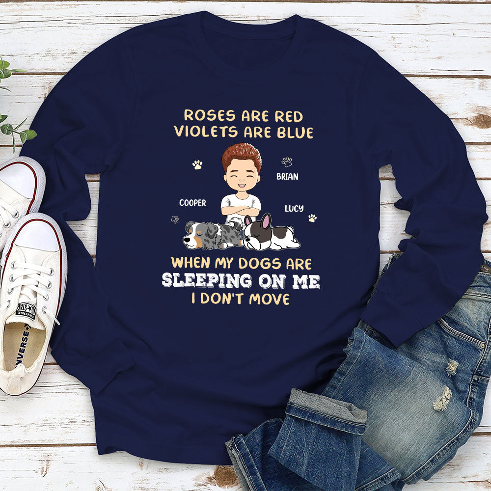 Sleeping On Me - Exclusive Personalized Custom Long Sleeve Unisex T-shirt for Pet Lovers