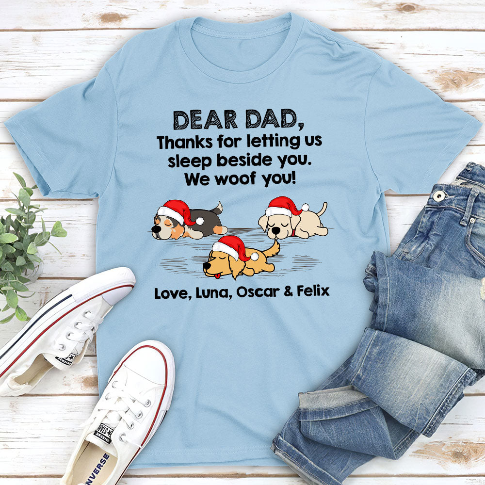 Personalized Custom Unisex Sleep Beside Dog T-shirt - Ideal Gift for Pet Lovers