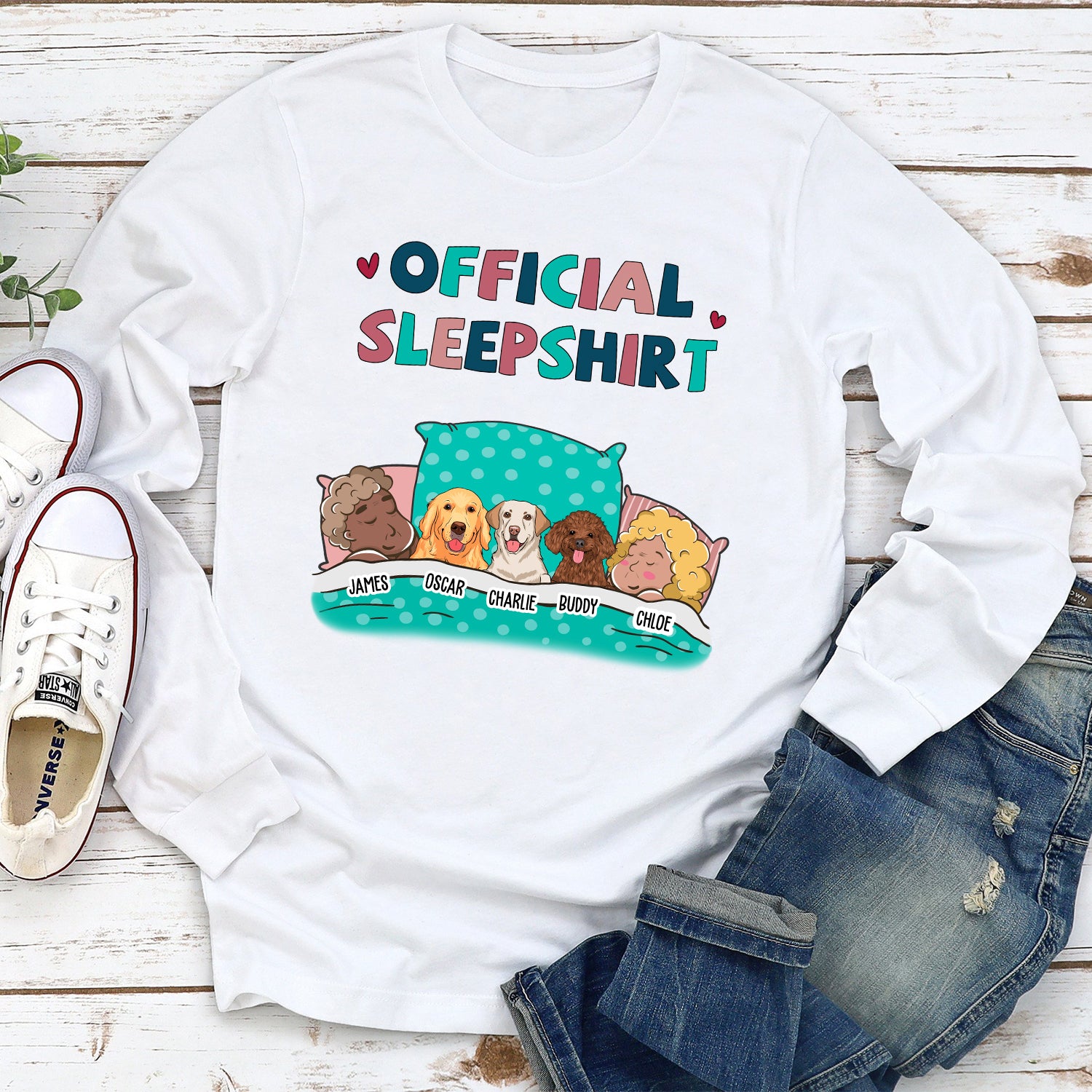 Personalized Custom Long Sleeve Pet Sleepshirt For Couples - Ideal Gift for Pet Lovers