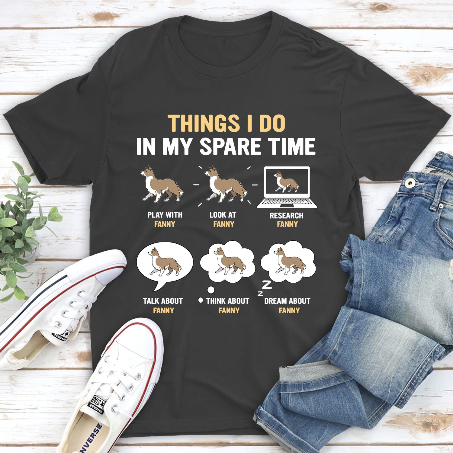 In My Spare Time - Personalized Custom Unisex 5.3 oz T-shirt for Pet Lovers
