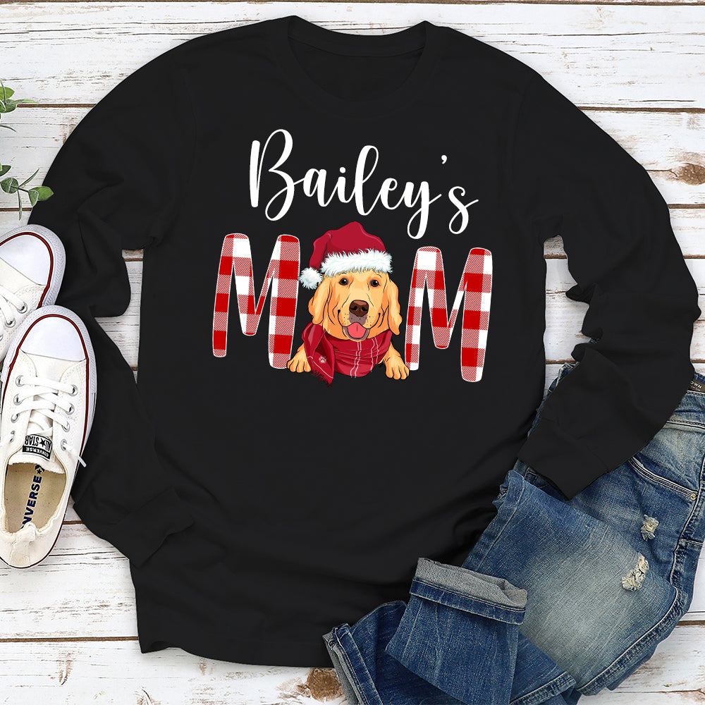 Christmas Dog Mom/Dad - Personalized Custom Unisex Long Sleeve Cotton-Polyester Blend T-shirt for Pet Lovers