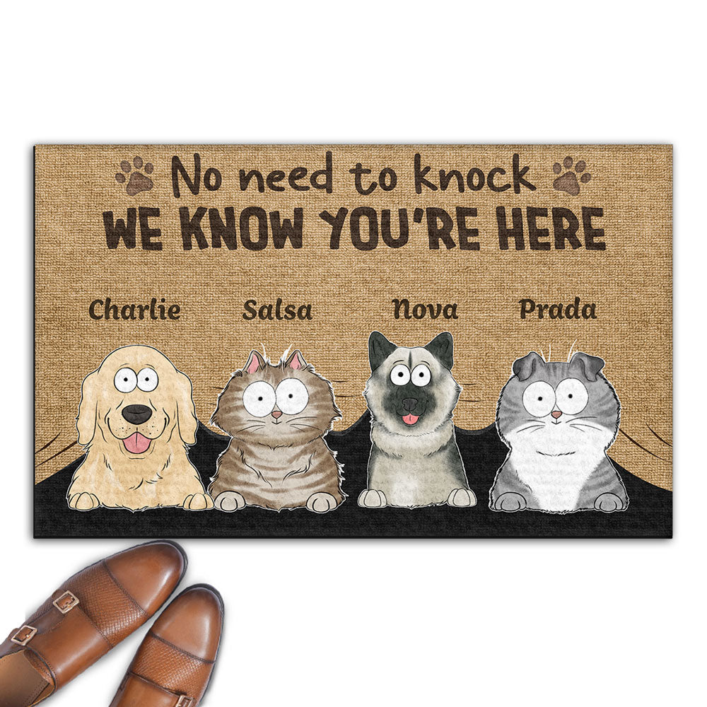 Personalized Custom Doormat: No Need To Knock, We Know You're Here - Ideal for Pet Lovers
