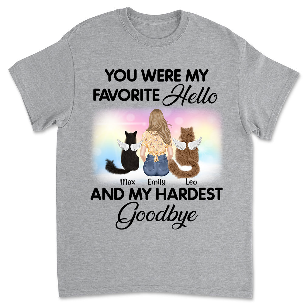 My Favorite Hello Cat - Personalized Custom Unisex Memorial T-shirt for Pet Lovers