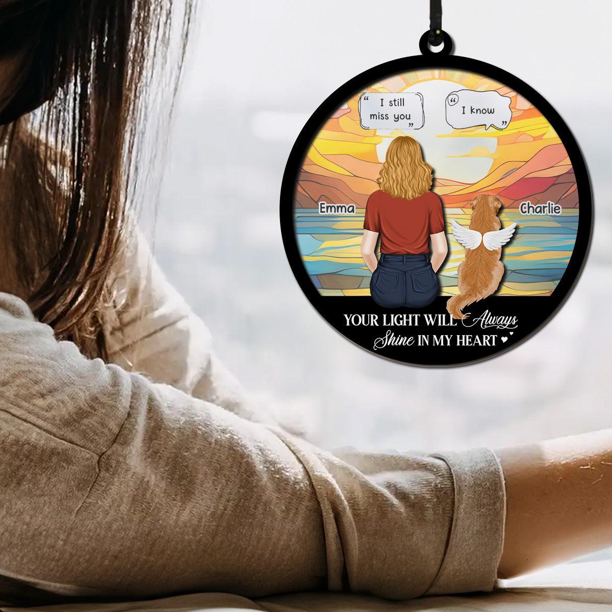 I Will Miss You Forever - Personalized Custom Acrylic Plexiglass Suncatcher in 6 or 8 Inches