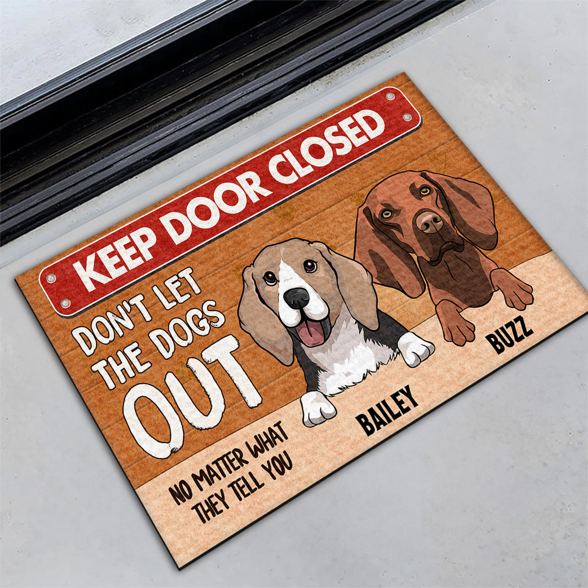 Keep Door Closed - Personalized Custom Dog Picture Doormat for Pet Lovers