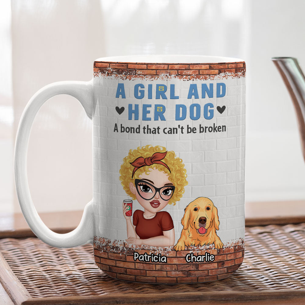 Unbreakable Bond of a Girl and Her Dog - 11oz Personalized Custom Coffee Mug for All Beverages