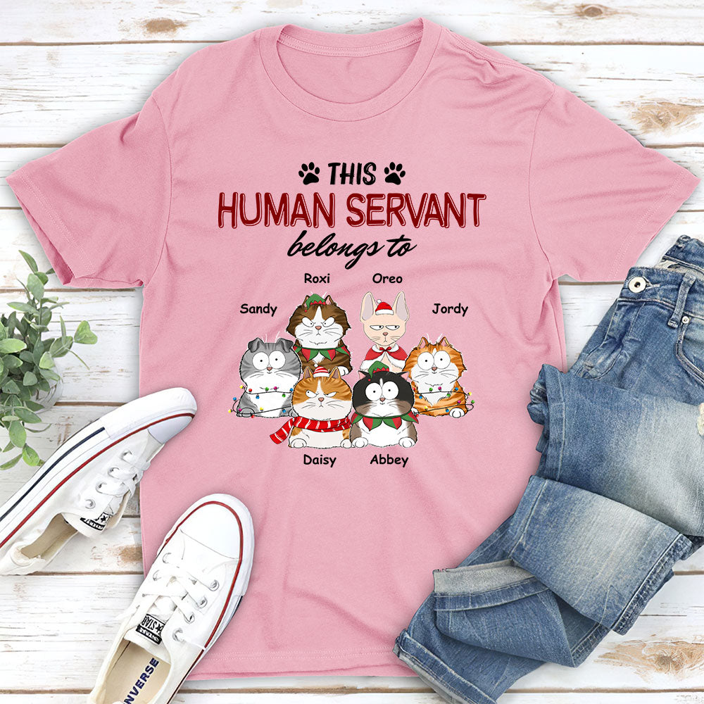 Personalized Custom Unisex Human Servant Belongs T-shirt - Ideal Gift for Pet Lovers