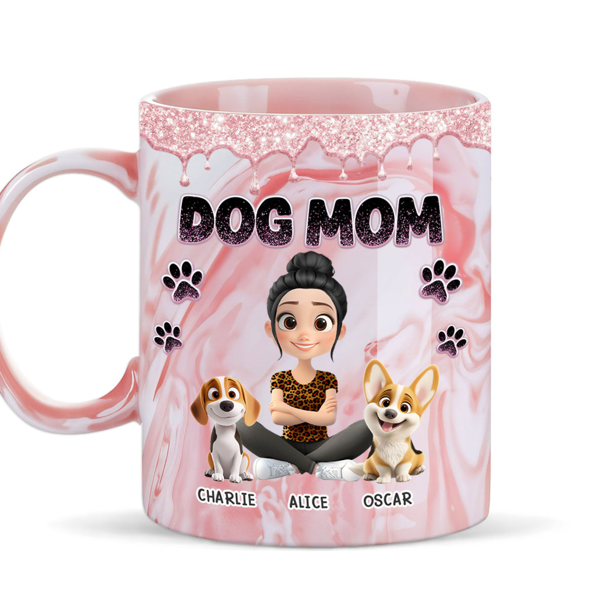 Baby Dog Mom - Exquisite Personalized Custom Pink Marble 11oz Mug