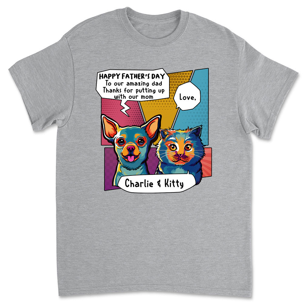 Stunning Pop Art Personalized Custom Unisex Pet Dad T-shirt