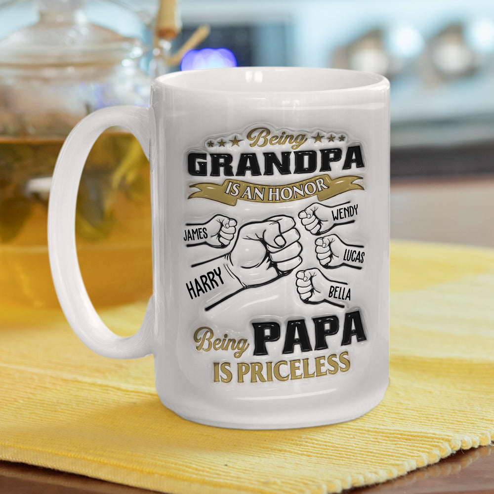 Being Papa - Stunning Personalized Custom 3D Inflated Effect Ceramic Mug in 11oz and 15oz Sizes