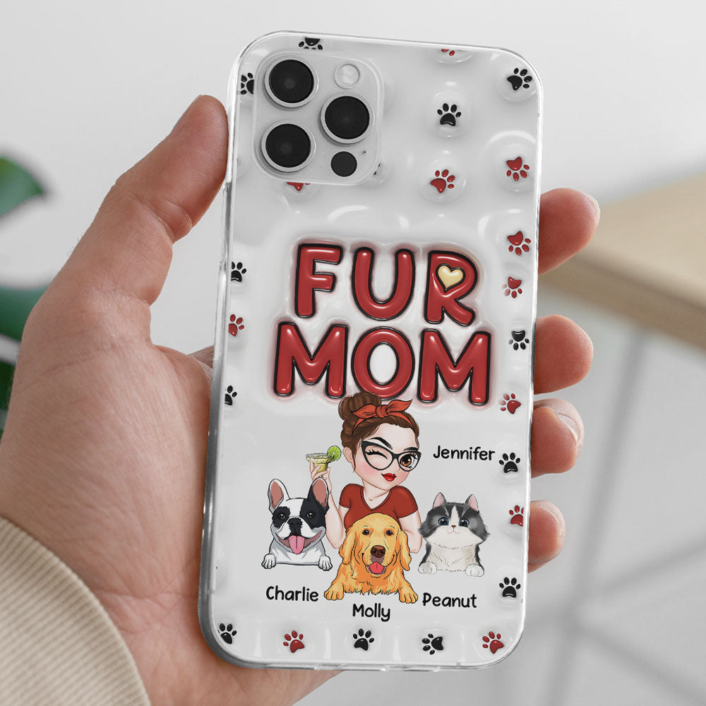 Lovely Fur Mom - Personalized Custom 3D Inflated Effect TPU Phone Case for Smartphones