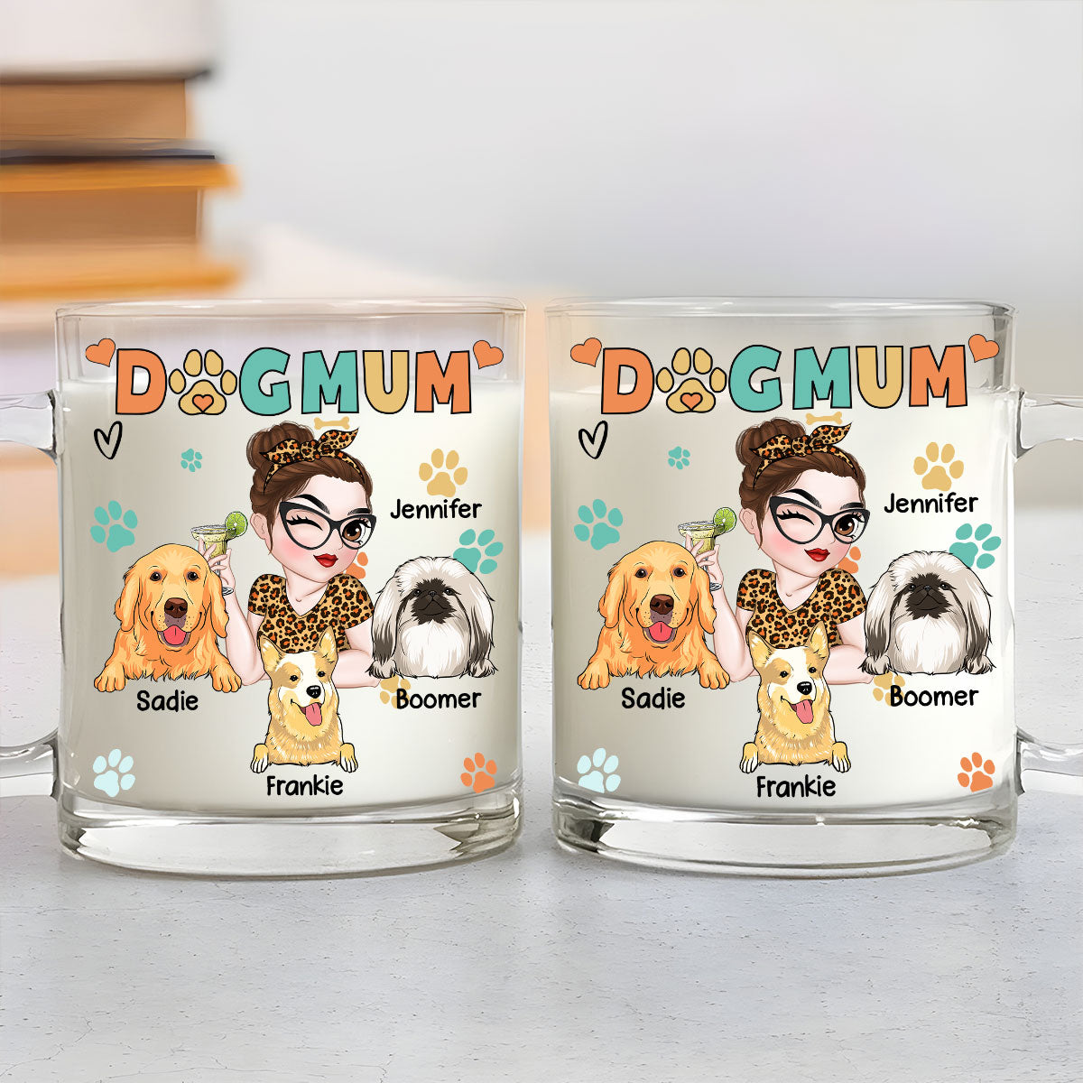Lovely Personalized Custom Glass Mug for Dog Moms