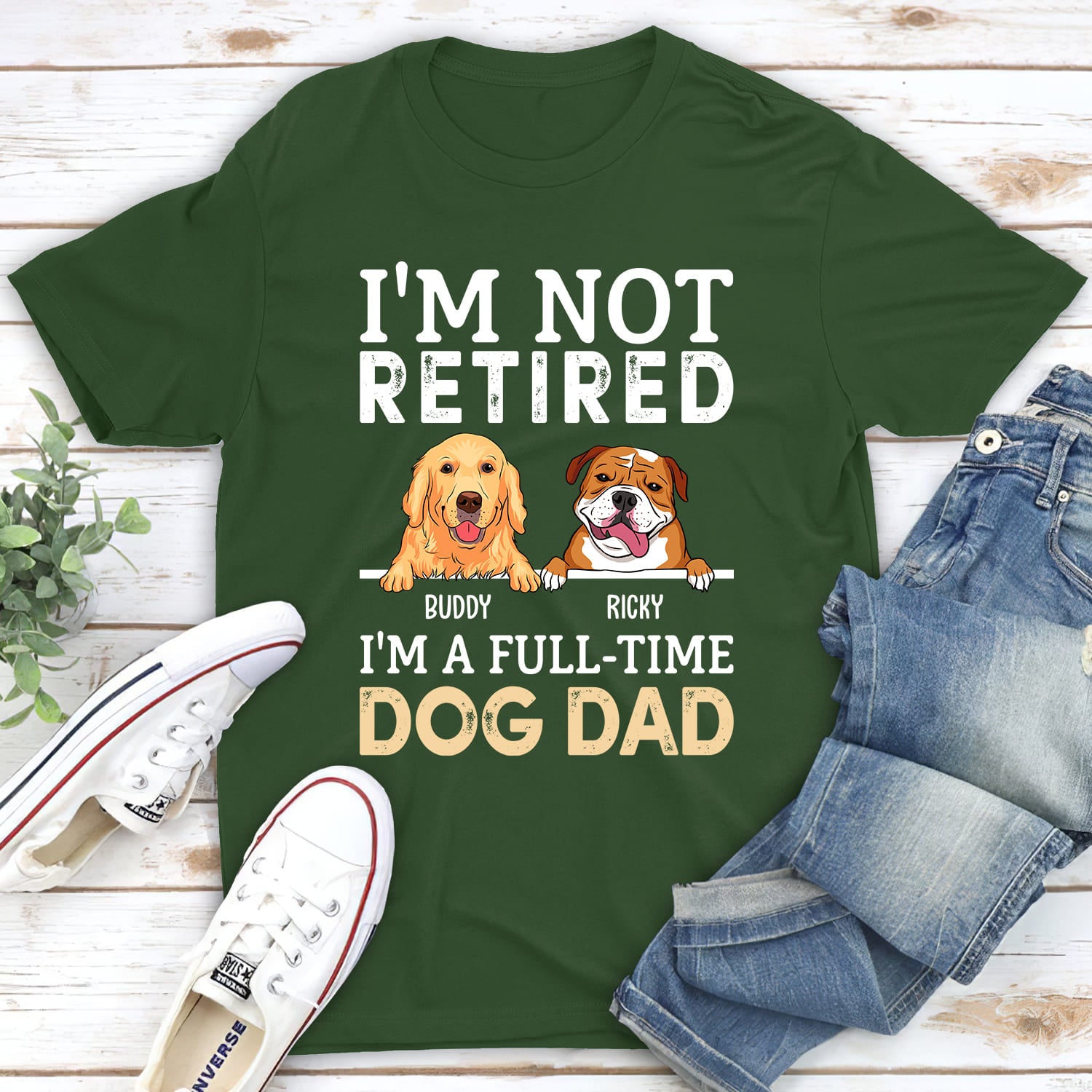 A Full-time Dog Dad - Personalized Custom Unisex 5.3 oz T-shirt for Pet Lovers