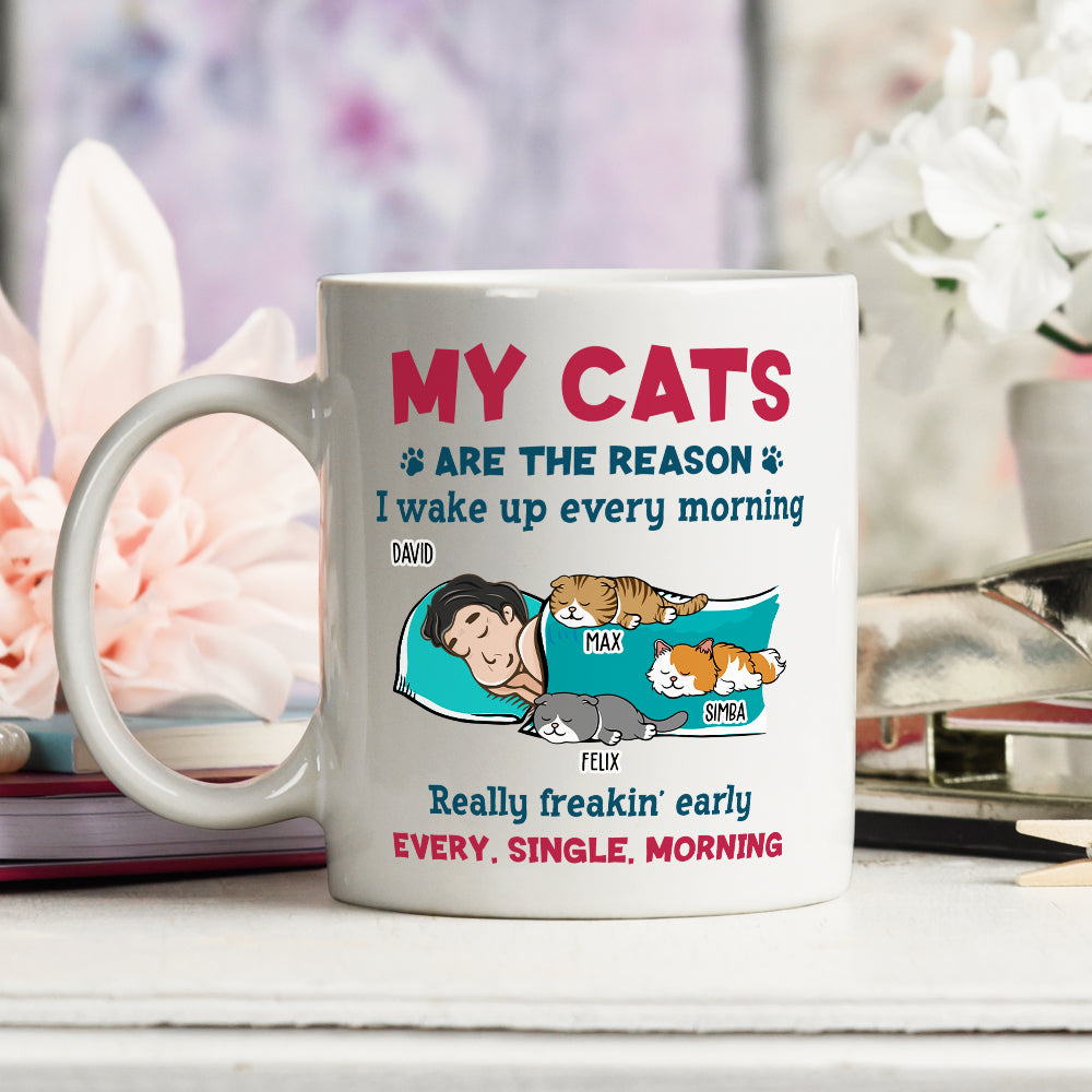 My Cat Wakes Me Up - Personalized Custom Coffee Mug for Pet Lovers