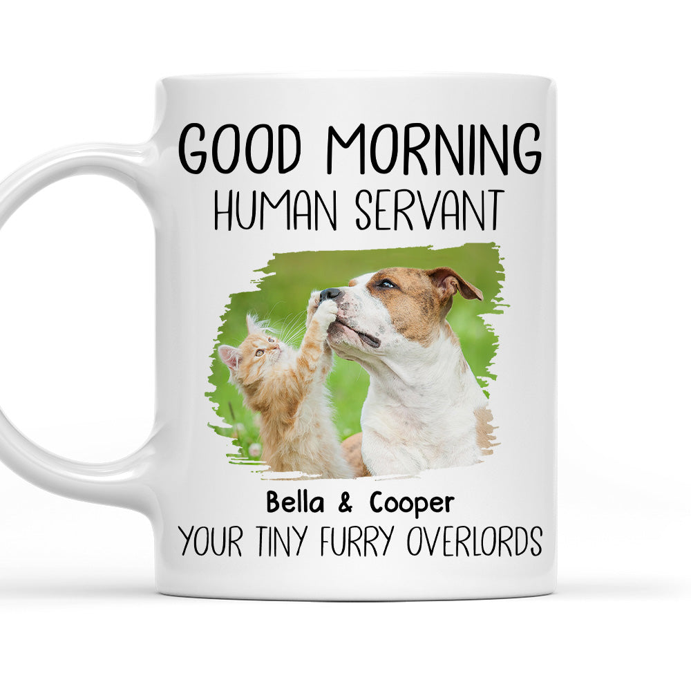 Good Morning Human Servant Personalized Custom Pet Photo Version Coffee Mug - 11oz & 15oz Options