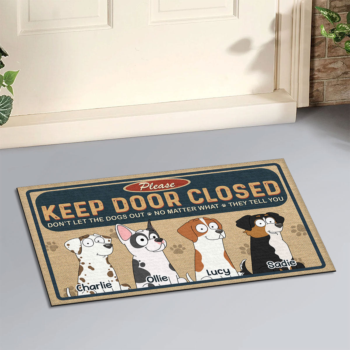 Personalized Custom Doormat - Please Keep Door Closed, Ideal for Pet Lovers