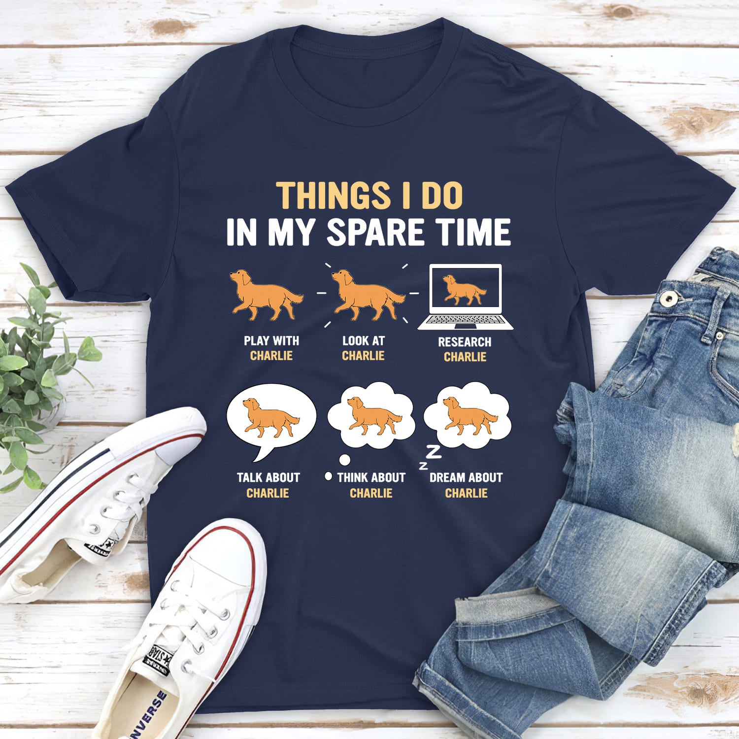 In My Spare Time - Personalized Custom Unisex 5.3 oz T-shirt for Pet Lovers