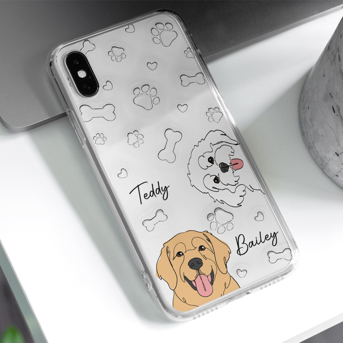 Dog Line - Exclusively Personalized Custom 3D Inflated Effect Phone Case for a Fashionable Look