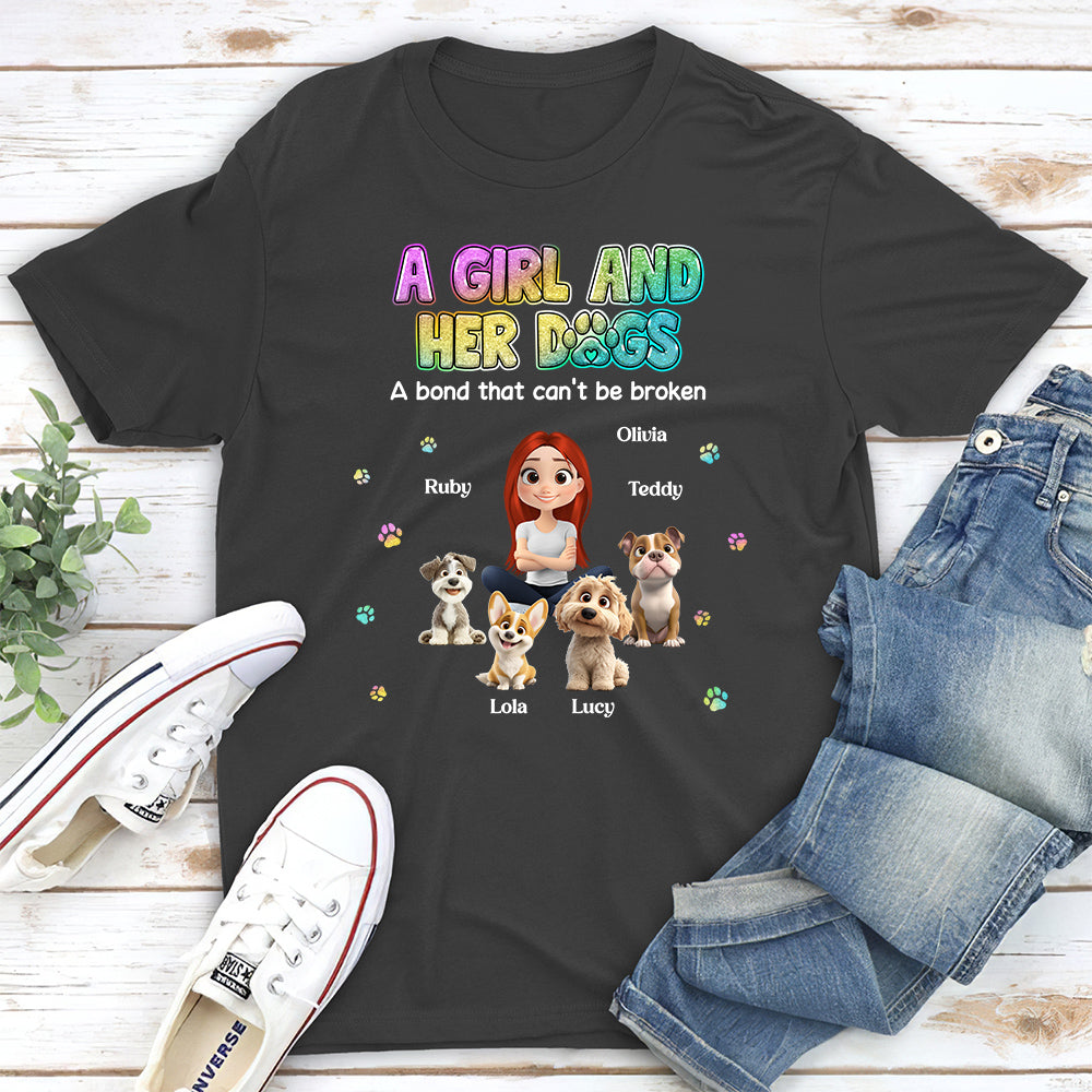 A Girl And Her Dog - Personalized Custom Unisex 5.3 oz T-shirt for Pet Lovers