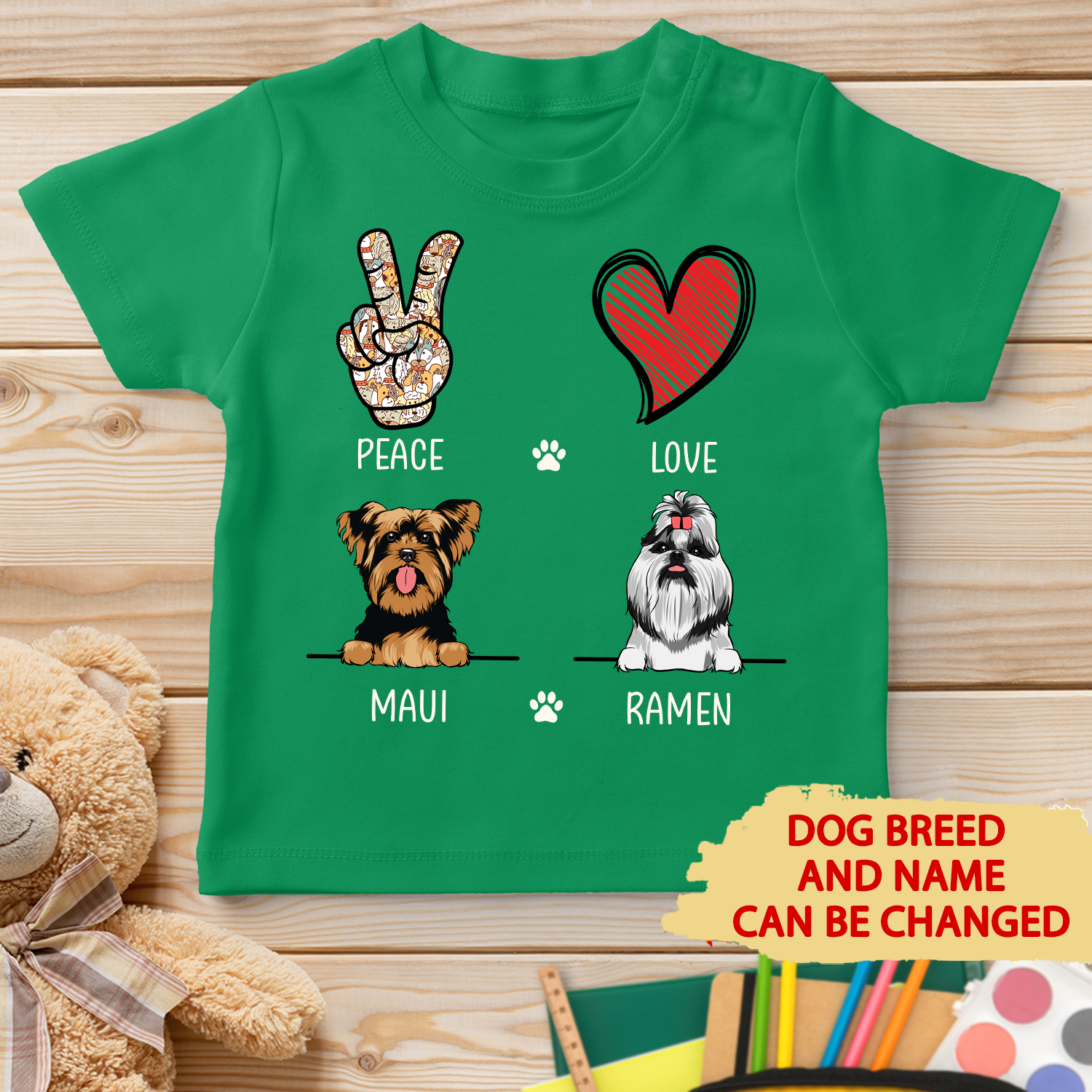 Peace Love Dog - Personalized Custom Unisex Youth T-shirt for Pet Lovers