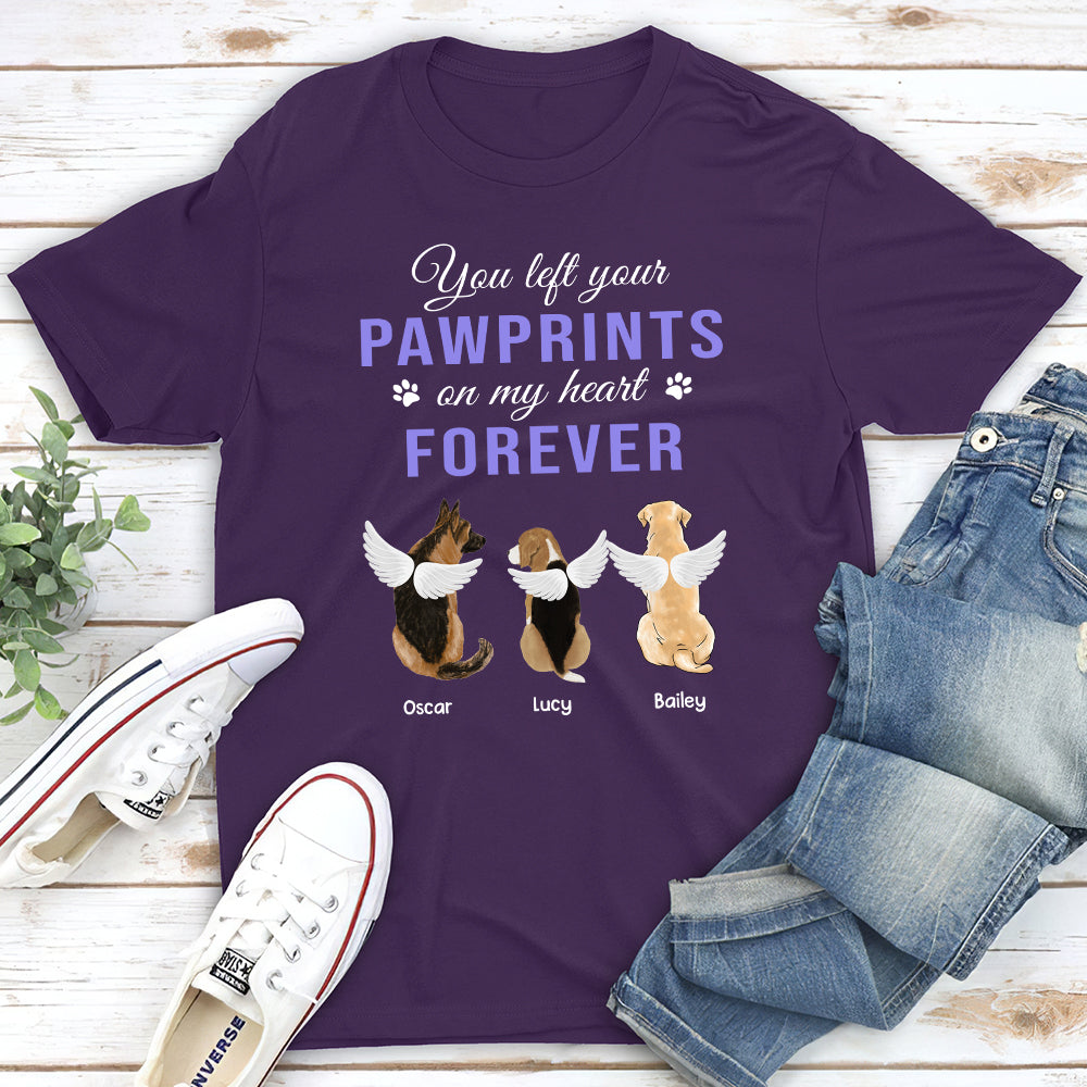 You Left Your Pawprints - Personalized Custom Unisex Memorial T-shirt for Pet Lovers