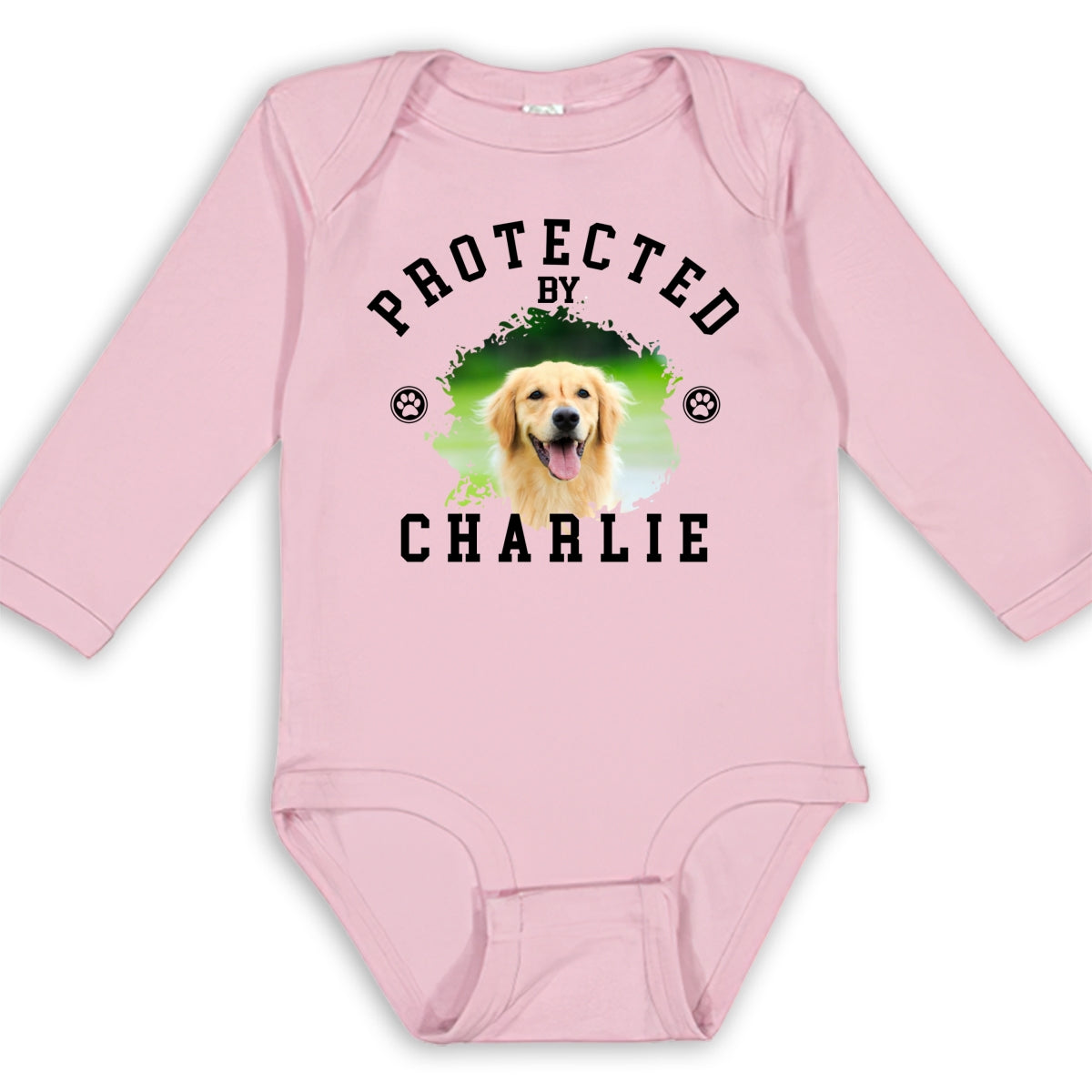 Photo - Protected Personalized Custom Long Sleeve Baby Onesie for Unforgettable Early Moments